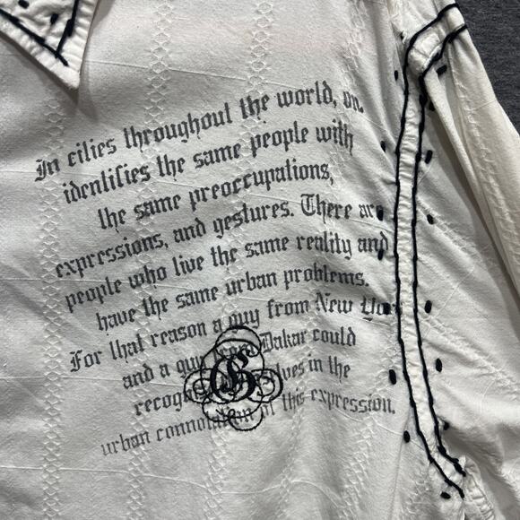 Vintage Godsend Gothic Western Cross Novelty Distressed Shirt White Mens Size L - Picture 8 of 11